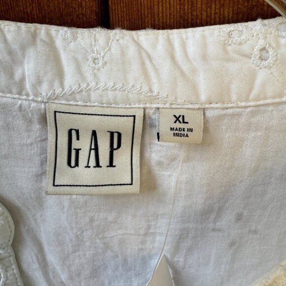 NWT GAP White Eyelet Cotton Three Quarter Sleeves A-Line Dress - Women's X-Large - Picture 3 of 11